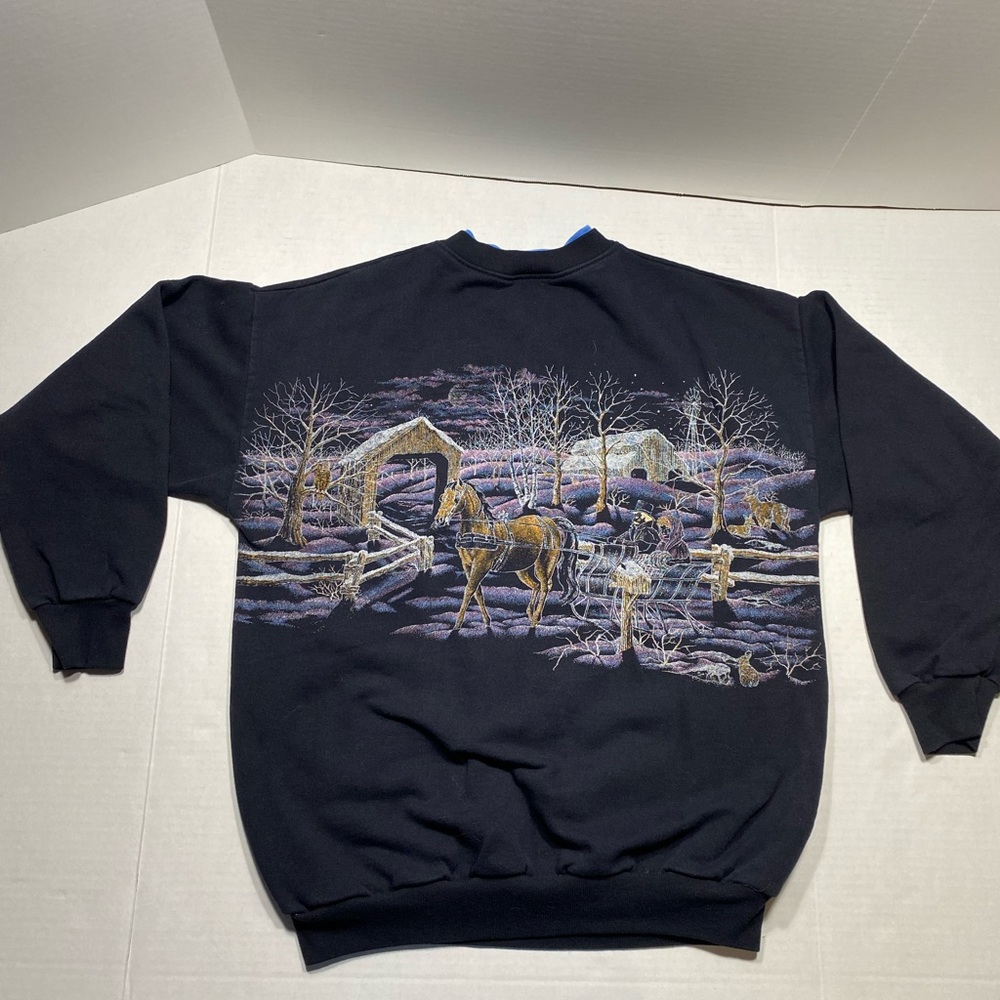 Vintage Artisans Sunchein Sweatshirt Winter All Over Print Large Made In USA - Picture 3 of 9